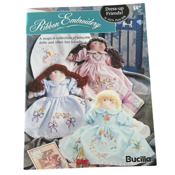 VTG. Bucilla Dress-Up Doll Friends 100% Silk Ribbon Embroidery Pattern Book - Picture 1 of 3